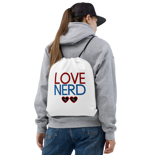 Love Nerd Glasses Drawstring Bag