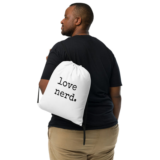 Love Nerd Typo Drawstring Bag