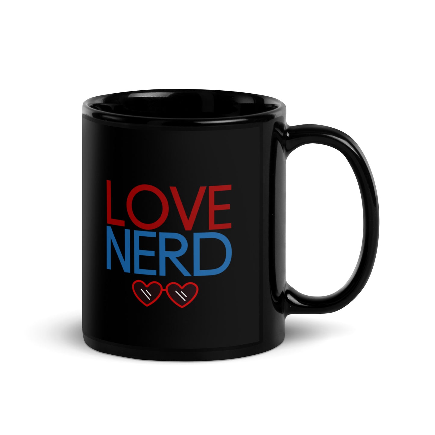 Love Nerd Glasses Black Mug