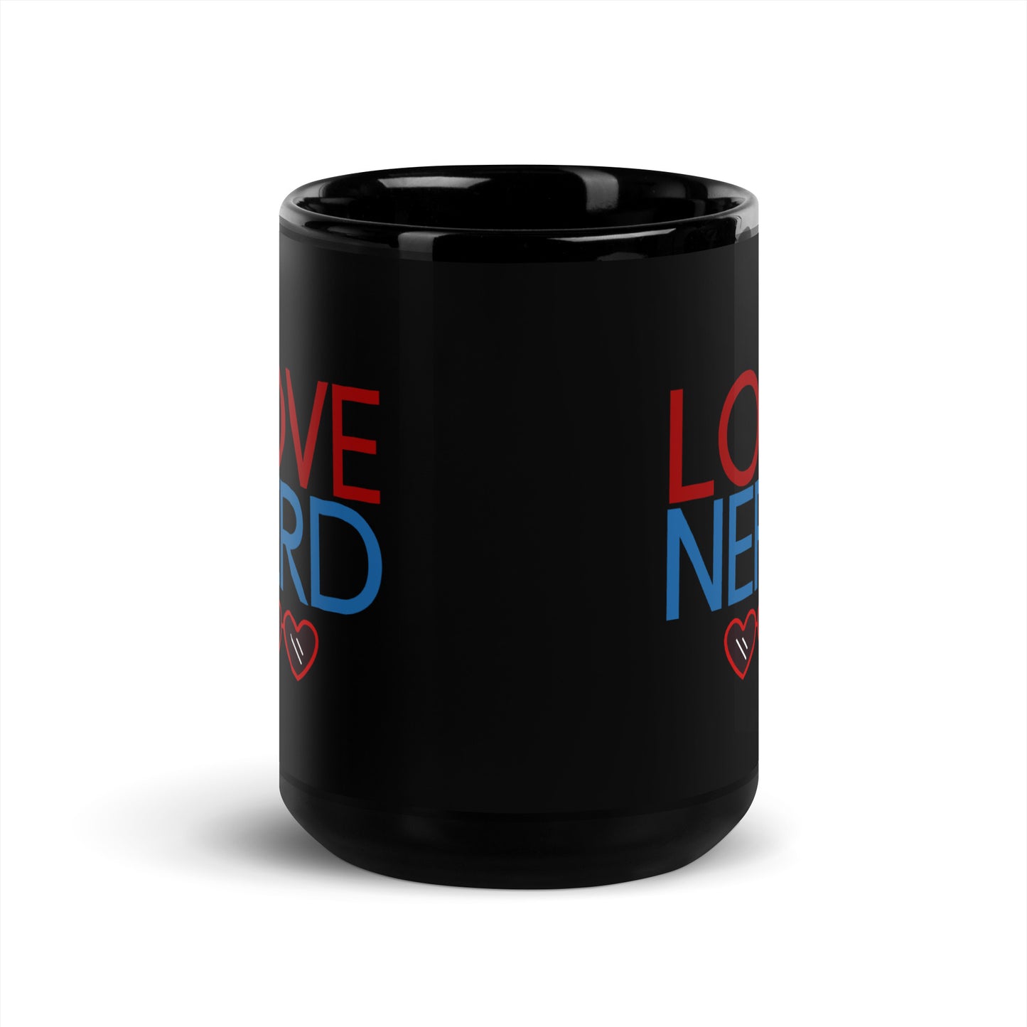 Love Nerd Glasses Black Mug