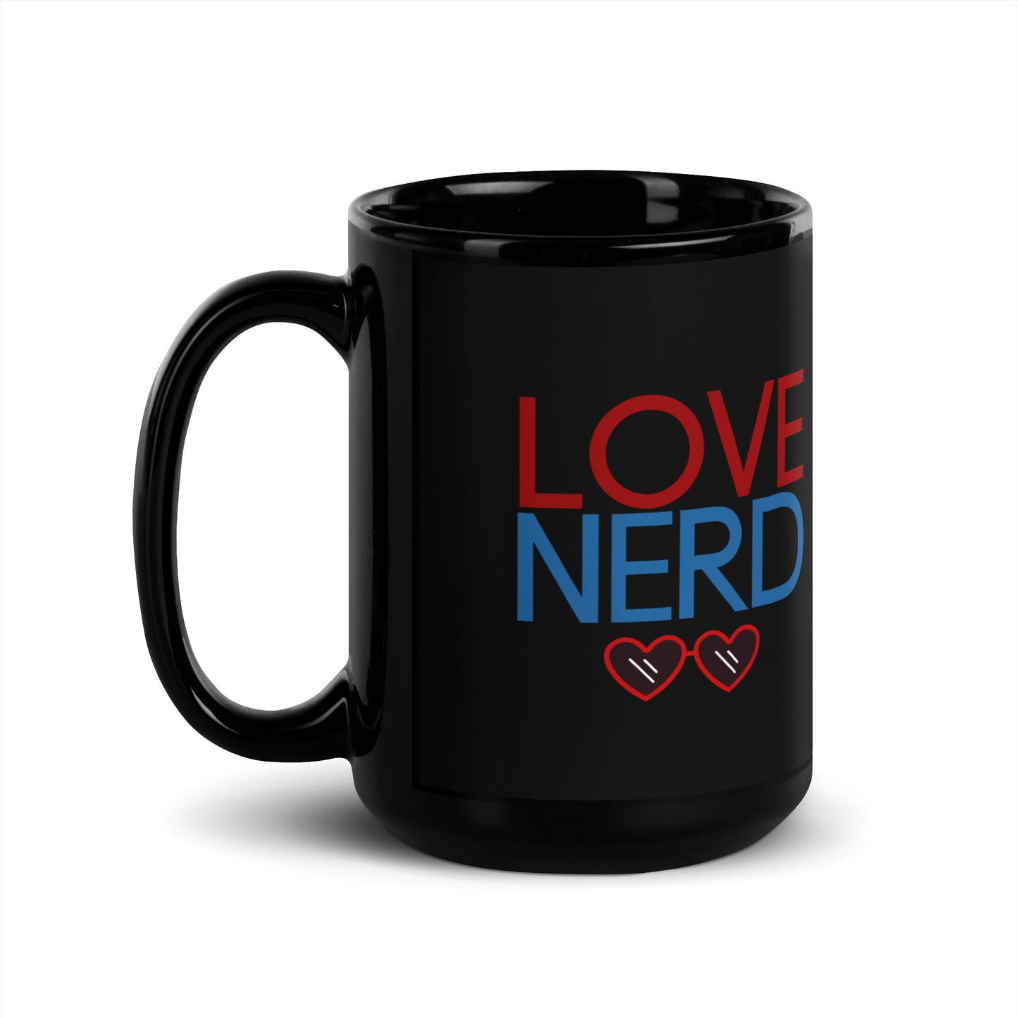 Love Nerd Glasses Black Mug